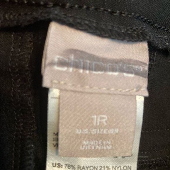Chicos NWOT nylon spandex pull on slim pants w/ elastic waist vents at ankle - Picture 7 of 8